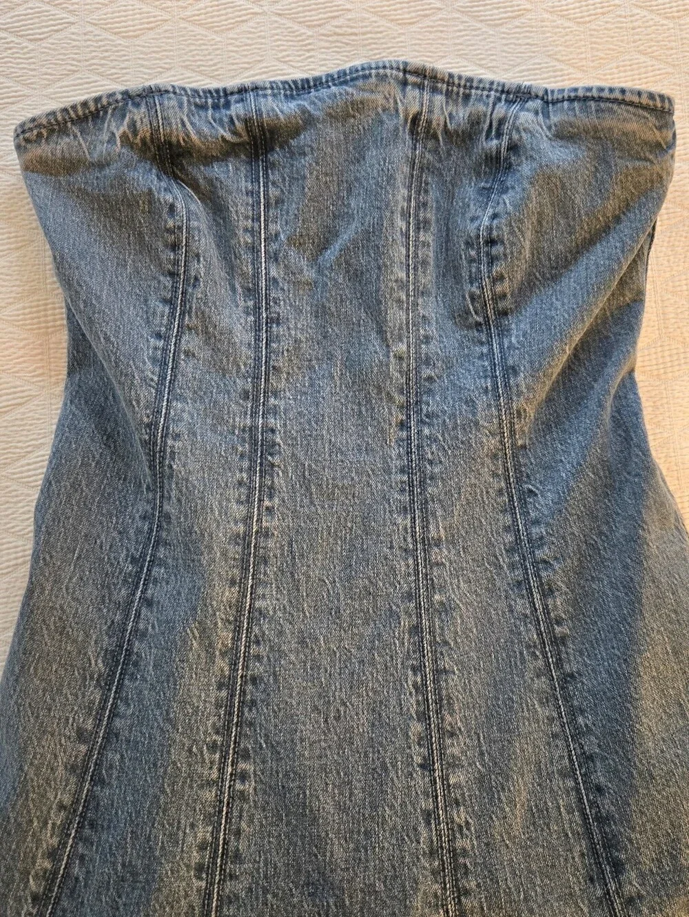Abercrombie & Fitch Blue Denim A-Line Strapless Maxi Dress Small